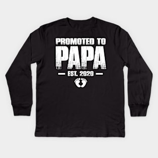Promoted to Papa 2020 New Baby Birth Announcement Gifts Funny Father's Day Gift Ideas Kids Long Sleeve T-Shirt